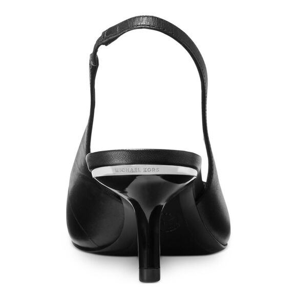 MICHAEL KORS Womens Black Heel Page Toe Kitten Heel Slip On Leather Slingback 6 - Picture 2 of 3